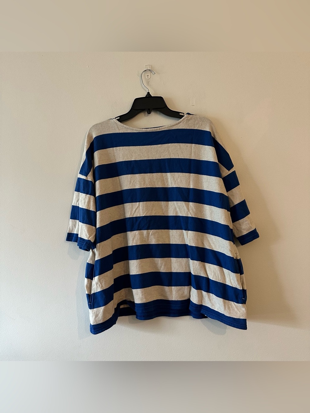 Ichi Antiquités Antiquities Blue Striped Tunic Top Japan Cotton? Pockets